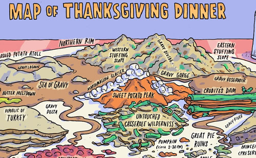 map of thanksgiving dinner