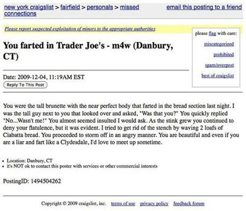 Missed Connections: Trader Joe Farter - Neatorama