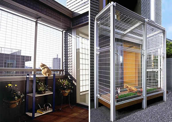 Cat fence and deck let cats enjoy the fresh air in safety