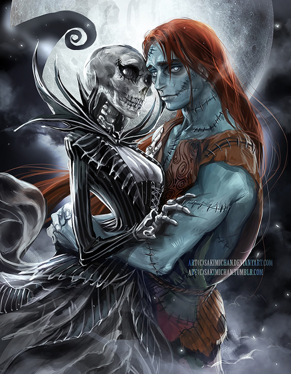 Gender swapped Jack and Sally (The Nightmare Before Christmas)